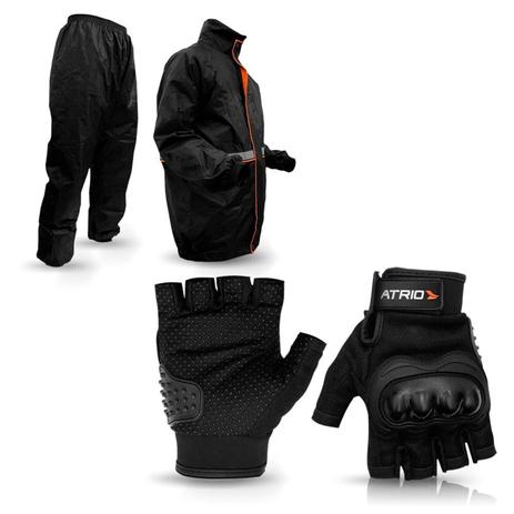 Luva Moto Com Proteção + Capa Chuva Atrio M - Multilaser Menor preço em Luva Moto Com Proteção + Capa Chuva Atrio M - Multilaser