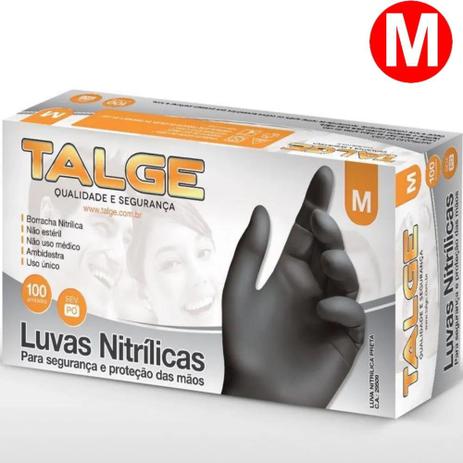 Luva Nitrílica Descartável Sem Pó cor Preta Ambidestra Tamanho M Cx/100 Talge. Menor preço em Luva Nitrílica Descartável Sem Pó cor Preta Ambidestra Tamanho M Cx/100 Talge.