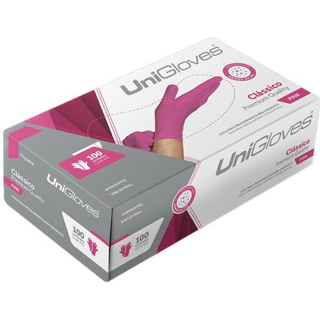 Luva Nitrilica Látex Rosa Pink Manicure| Pedicure| Dentista Unigloves Clássica Cx C/ 500 -