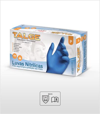 Luva nitrílica talge azul - caixa com 100 unidades - ca 29509 - m Menor preço em Luva nitrílica talge azul - caixa com 100 unidades - ca 29509 - m