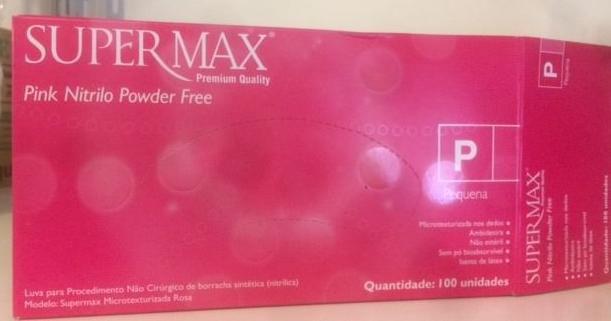 Luva Pink Nitrilo procedimento sem pó Tamanho P Supermax Menor preço em Luva Pink Nitrilo procedimento sem pó Tamanho P Supermax