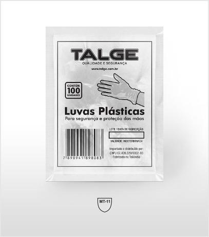 Luva plástica descartável talge - pacote com 100 unidades Menor preço em Luva plástica descartável talge - pacote com 100 unidades