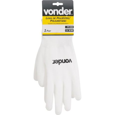 Luva poliéster helanca g branco palma pu ca30909 - Vonder Menor preço em Luva poliéster helanca g branco palma pu ca30909 - Vonder