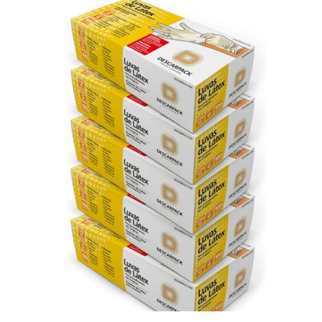 Luva Procedimento de Látex Descarpack 5cx c/100 un kit Menor preço em Luva Procedimento de Látex Descarpack 5cx c/100 un kit