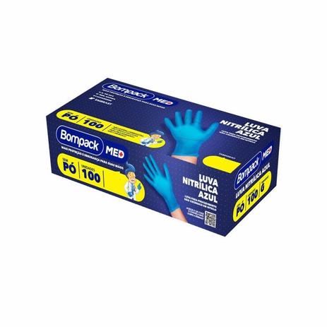 Luva Procedimentos Nitrílica Azul Sem Pó Tam P C/100 Und BomPack Menor preço em Luva Procedimentos Nitrílica Azul Sem Pó Tam P C/100 Und BomPack