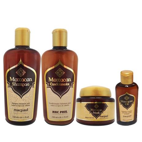 Mac paul kit marrocan shampoo condicionador máscara e óleo Menor preço em Mac paul kit marrocan shampoo condicionador máscara e óleo