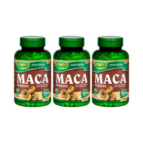 Maca Peruana 120 Cápsulas 550mg Unilife - Kit 3 Unidades - Unilife vitamins Menor preço em Maca Peruana 120 Cápsulas 550mg Unilife - Kit 3 Unidades - Unilife vitamins