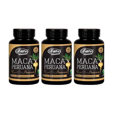 Maca Peruana Premium Pura 120 Cápsulas 550mg Unilife - Kit 3 Unidades - Unilife vitamins Menor preço em Maca Peruana Premium Pura 120 Cápsulas 550mg Unilife - Kit 3 Unidades - Unilife vitamins