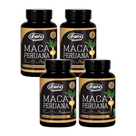 Maca Peruana Premium Pura 120 Cápsulas 550mg Unilife - Kit 4 Unidades - Unilife vitamins Menor preço em Maca Peruana Premium Pura 120 Cápsulas 550mg Unilife - Kit 4 Unidades - Unilife vitamins