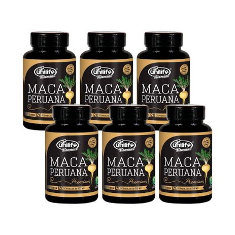 Maca Peruana Premium Pura 120 Cápsulas 550mg Unilife - Kit 6 Unidades - Unilife vitamins Menor preço em Maca Peruana Premium Pura 120 Cápsulas 550mg Unilife - Kit 6 Unidades - Unilife vitamins
