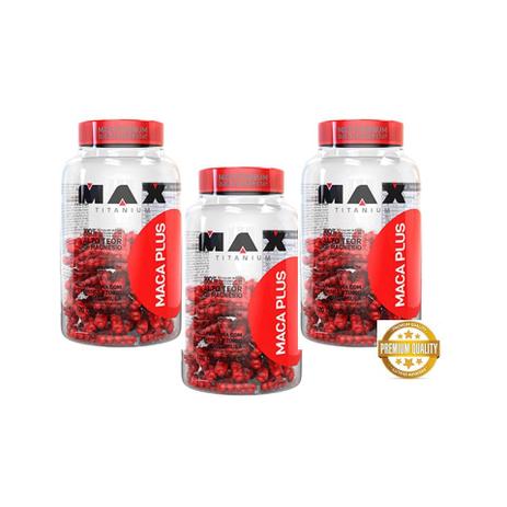 Maca Plus (maca + Zma+ Vita Do Complexo B) 120cps - KIT 3 unidades - Max titanium Menor preço em Maca Plus (maca + Zma+ Vita Do Complexo B) 120cps - KIT 3 unidades - Max titanium