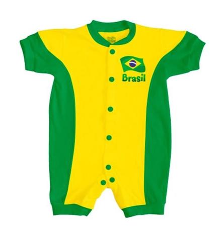 Macacão Bebê Brasil Verde Amarelo Curto - Torcida Baby Menor preço em Macacão Bebê Brasil Verde Amarelo Curto - Torcida Baby