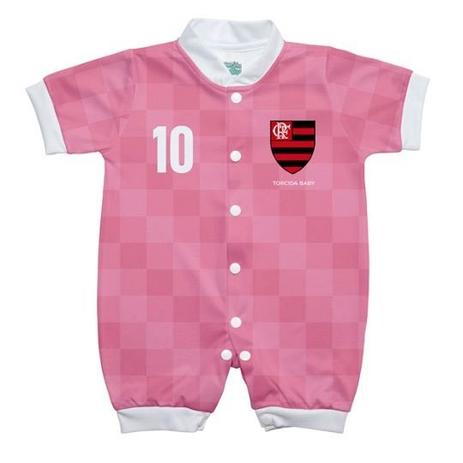 Macacão Bebê Flamengo Curto Rosa - Torcida Baby Menor preço em Macacão Bebê Flamengo Curto Rosa - Torcida Baby