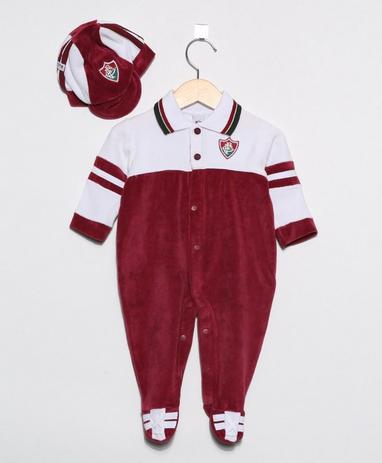 Macacão Bebê Fluminense Plush Com Boné Oficial - Revedor Menor preço em Macacão Bebê Fluminense Plush Com Boné Oficial - Revedor