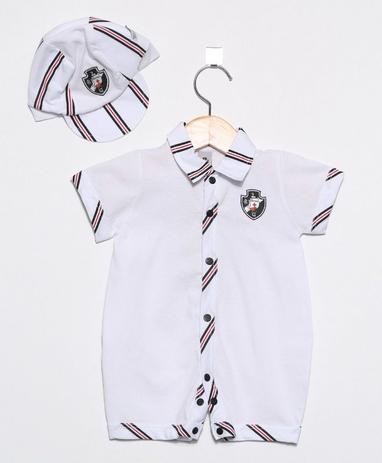 Macacão Bebê Vasco Curto Com Boné Oficial - Revedor Menor preço em Macacão Bebê Vasco Curto Com Boné Oficial - Revedor