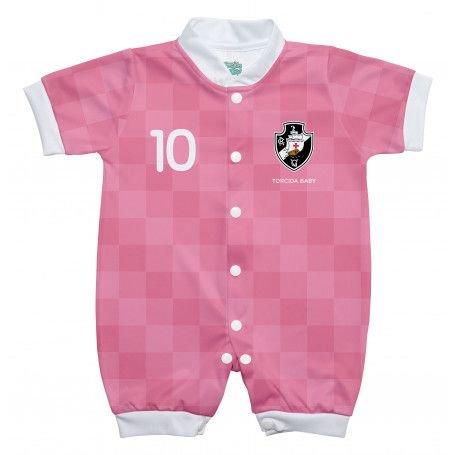 Macacão Bebê Vasco Curto Rosa - Torcida Baby Menor preço em Macacão Bebê Vasco Curto Rosa - Torcida Baby