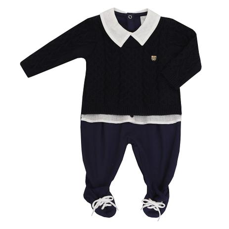 Macacão de bebê Masculino Suedine e Tricot Gustavo - Beth bebe Menor preço em Macacão de bebê Masculino Suedine e Tricot Gustavo - Beth bebe