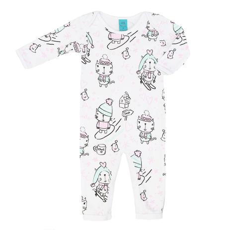 Macacão Feminino Bebê Manga Longa Estampado - Pequeninar Menor preço em Macacão Feminino Bebê Manga Longa Estampado - Pequeninar