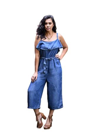 macacão jeans pantacourt