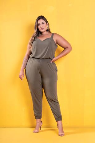 macacão verde plus size