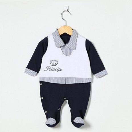 Macacão Manga Longa Coroa Príncipe Listra - Tieloy baby Menor preço em Macacão Manga Longa Coroa Príncipe Listra - Tieloy baby