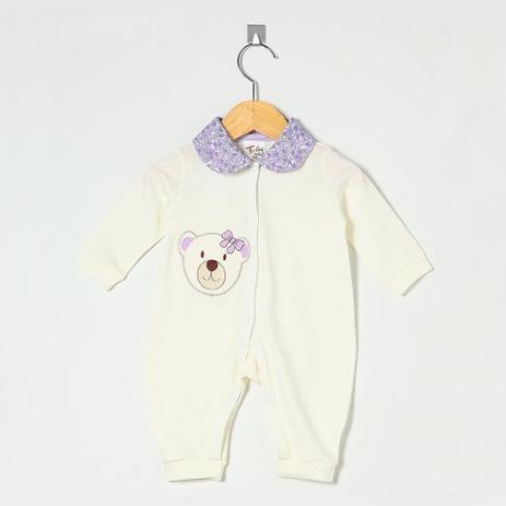 Macacão Manga Longa Floral Ursa Laço - Tieloy baby Menor preço em Macacão Manga Longa Floral Ursa Laço - Tieloy baby
