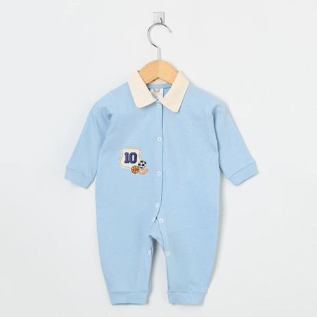 Macacão Manga Longa Malha e Tricoline Azul Bolas Futebol, Basquete e Beisebol com Gola - Tieloy baby Menor preço em Macacão Manga Longa Malha e Tricoline Azul Bolas Futebol, Basquete e Beisebol com Gola - Tieloy baby