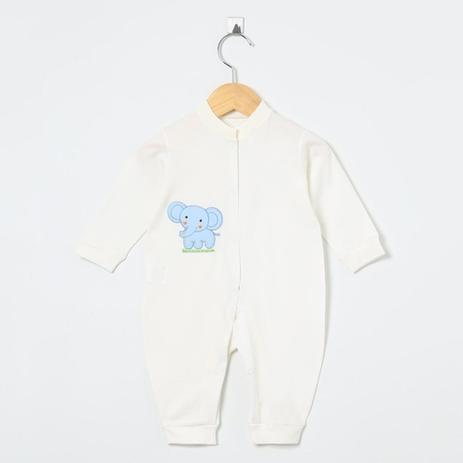Macacão Manga Longa Malha e Tricoline Palha Elefante Azul - Tieloy baby Menor preço em Macacão Manga Longa Malha e Tricoline Palha Elefante Azul - Tieloy baby
