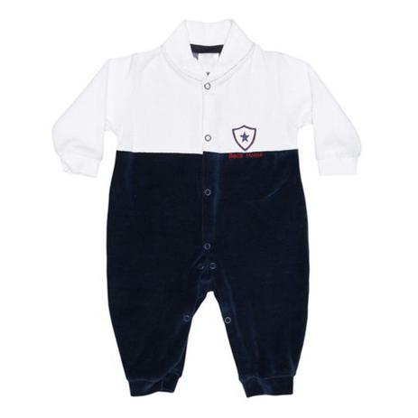 Macacão Manga Longa Plush Branco e Marinho Estrela - Tieloy baby Menor preço em Macacão Manga Longa Plush Branco e Marinho Estrela - Tieloy baby