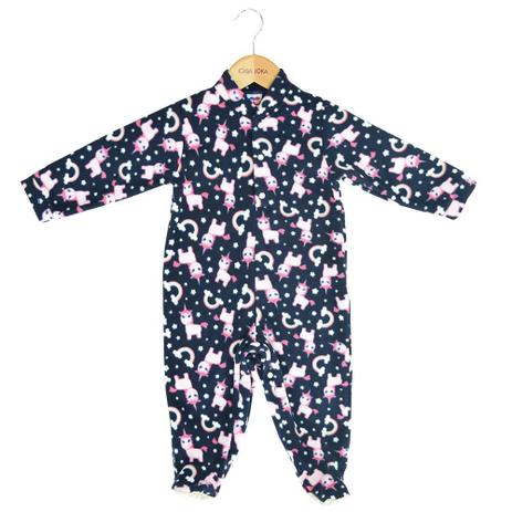 Macacão Pijama Infantil - Unicórnios - Tip Top Azul Escuro Menor preço em Macacão Pijama Infantil - Unicórnios - Tip Top Azul Escuro