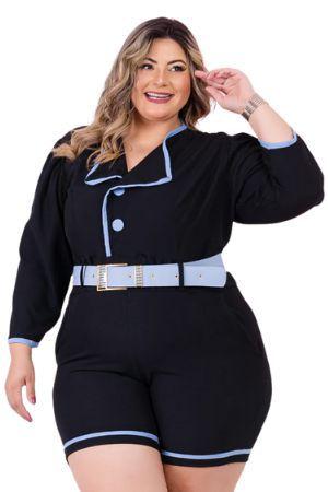 Macacão Plus Size com cinto Roupas Femininas GG - Bellucy Modas Menor preço em Macacão Plus Size com cinto Roupas Femininas GG - Bellucy Modas