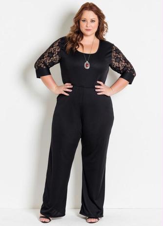 macacão longo preto plus size