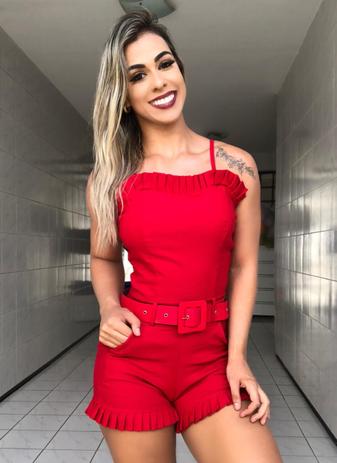 Macaquinho Feminino Lindo Com Babado de alça Moda Feminina - Bellucy modas Menor preço em Macaquinho Feminino Lindo Com Babado de alça Moda Feminina - Bellucy modas