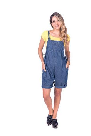 macacão jeans curto para gestante