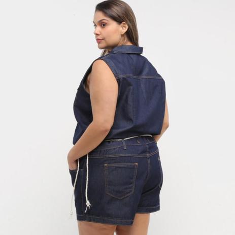macaquinho jeans plus size