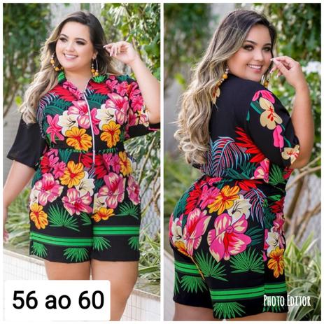 Macaquinho Plus Size Estampado Lindo Moda Roupas Femininas - Bellucy modas Menor preço em Macaquinho Plus Size Estampado Lindo Moda Roupas Femininas - Bellucy modas