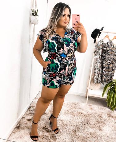 Macaquinho Plus Size Lindo Estampado Moda Roupas Femininas - Bellucy modas Menor preço em Macaquinho Plus Size Lindo Estampado Moda Roupas Femininas - Bellucy modas