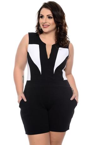 Macaquinho Tule Preto e Branco Plus Size - Lavanda e alecrim Menor preço em Macaquinho Tule Preto e Branco Plus Size - Lavanda e alecrim