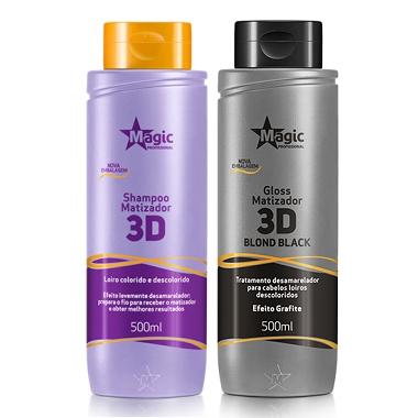Magic Color - Kit 3D Shampoo + Matizador Blond Black Efeito Grafite 500ml Menor preço em Magic Color - Kit 3D Shampoo + Matizador Blond Black Efeito Grafite 500ml