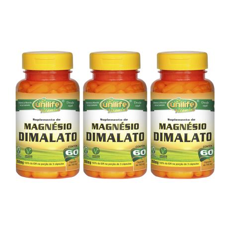 Magnésio Dimalato 60 Cápsulas 700mg Unilife - Kit Com 3 Unidades - Unilife vitamins é boa?