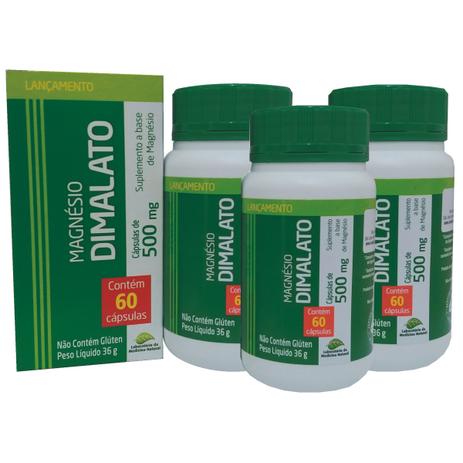 Magnésio Dimalato 60 cápsulas de 500mg Kit com 3 - Medinal é boa?