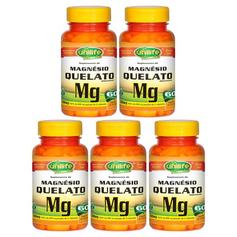 Magnésio Quelato Mg 60 Cápsulas 730mg Unilife - Kit Com 5 Unidades - Unilife vitamins Menor preço em Magnésio Quelato Mg 60 Cápsulas 730mg Unilife - Kit Com 5 Unidades - Unilife vitamins