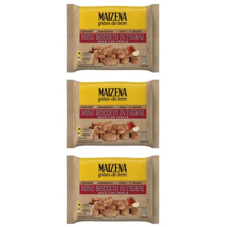 Maizena Maça C/ Canela Biscoito Mini 40g (Kit C/03) Menor preço em Maizena Maça C/ Canela Biscoito Mini 40g (Kit C/03)