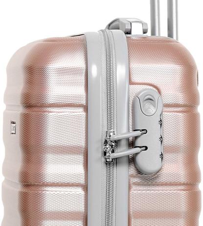 Mala Viagem de Bordo Rodinhas 360 Graus Fibra 18” P Rígida Abs Rosê Com Cadeado ANAC - Yins Menor preço em Mala Viagem de Bordo Rodinhas 360 Graus Fibra 18” P Rígida Abs Rosê Com Cadeado ANAC - Yins