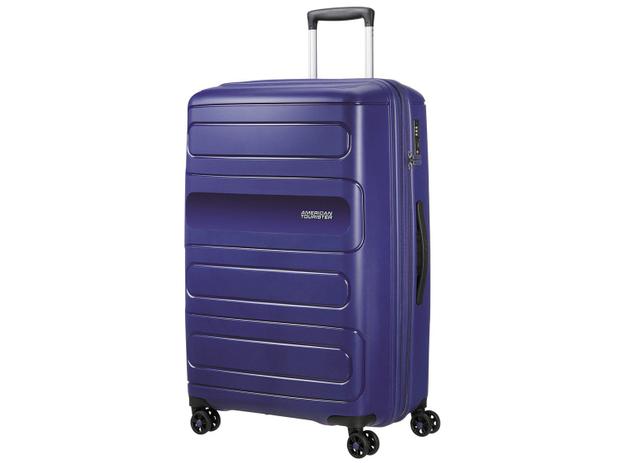 Mala Viagem Grande 32kg Rígida Expansiva - com Giro 360º American Tourister Azul Menor preço em Mala Viagem Grande 32kg Rígida Expansiva - com Giro 360º American Tourister Azul