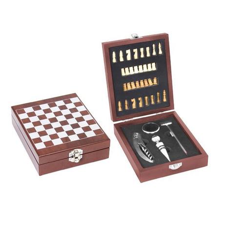 Maleta Jogo de Xadrez com Kit para Vinho 5 peças - Unyhome Menor preço em Maleta Jogo de Xadrez com Kit para Vinho 5 peças - Unyhome