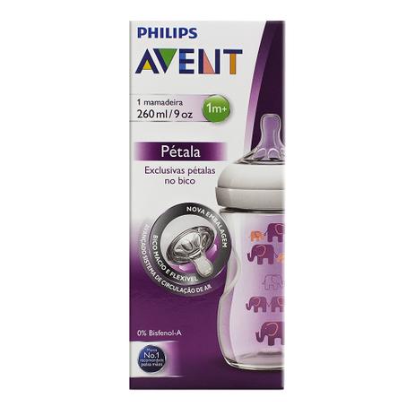 Mamadeira Avent Pétala Elefante Rosa 260ml Menor preço em Mamadeira Avent Pétala Elefante Rosa 260ml