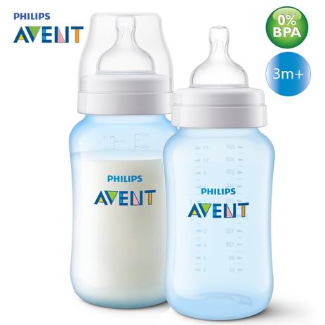 Mamadeira Classic+ Anticólica 330ml AVENT com Bico de Silicone 3m+ BPA FREE - Azul Menor preço em Mamadeira Classic+ Anticólica 330ml AVENT com Bico de Silicone 3m+ BPA FREE - Azul