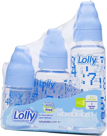 Mamadeira KIT TIP 240+150+80ML.REDOND.AZ LOLLY Menor preço em Mamadeira KIT TIP 240+150+80ML.REDOND.AZ LOLLY