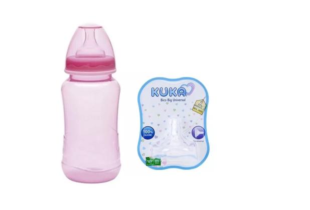 Mamadeira kuka big 330 ml + bico reserva rosa Menor preço em Mamadeira kuka big 330 ml + bico reserva rosa